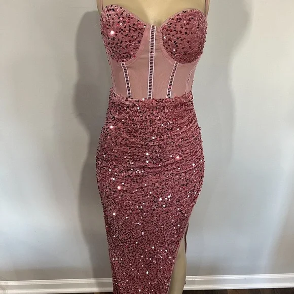 Dress size medium women prom formal evening special occasion pink corset new - Picture 8 of 9